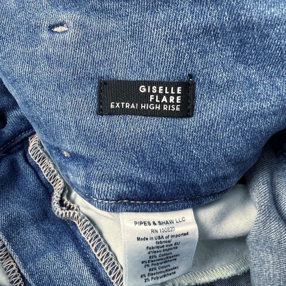 Veronica Beard Giselle Flare Extra! High Rise Jeans Mystic Blue‎ Belted Size 27 - Picture 8 of 9